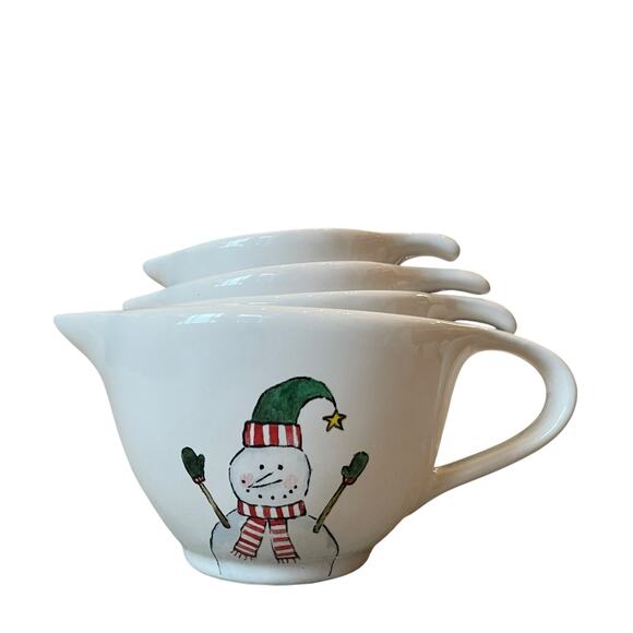 New Rae Dunn Snowman Christmas Nesting Measuring Cups 2023 Kitchen Baking - Picture 2 of 16